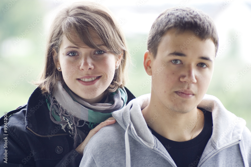 Obraz premium young man and woman in love for the first time.