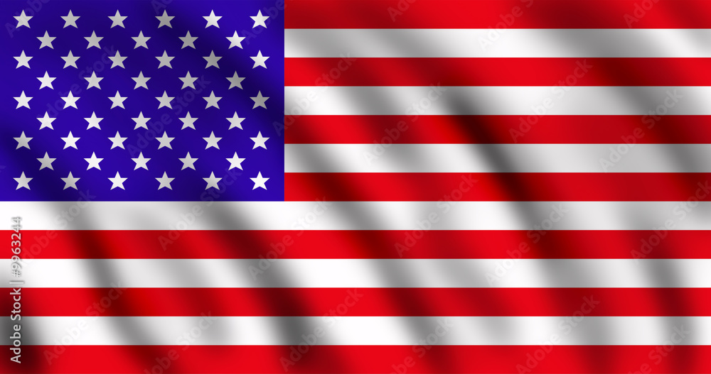Flag of the USA, waving, top right light Flag of the USA, waving, top right light