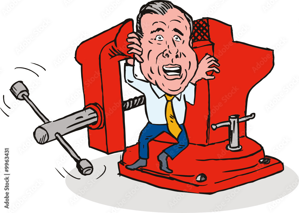 Man squeezed in a vise