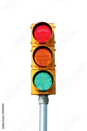 Isolated Traffic signal light on white