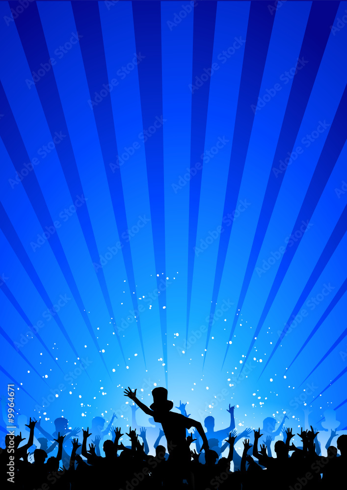 Happy people having fun in a blue abstract background Happy people having fun in a blue abstract background