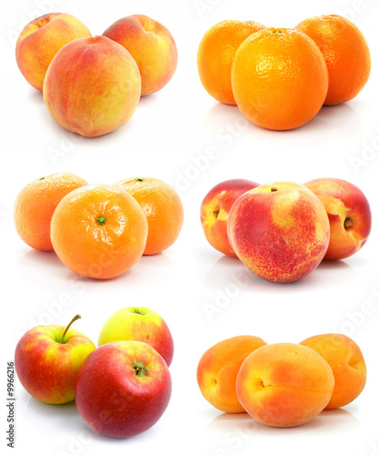 collection of ripe fruit isolated on white background