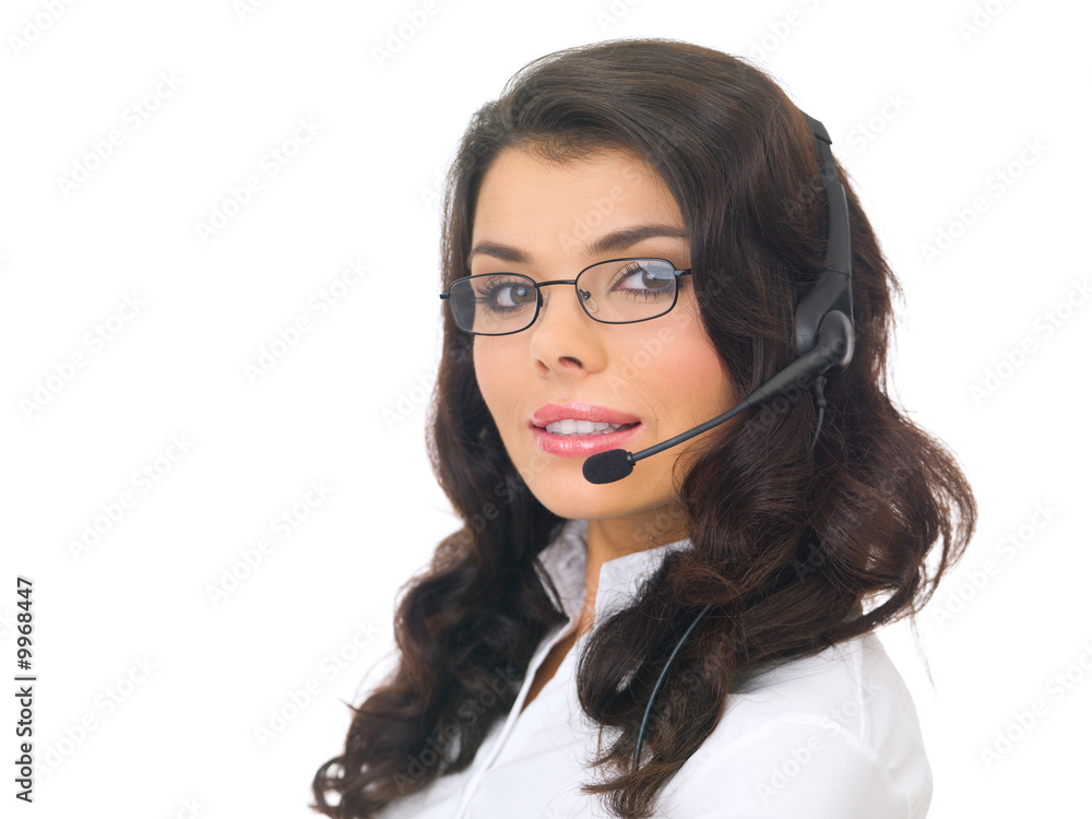 Portrait of beautiful business woman with headset Portrait of beautiful business woman with headset
