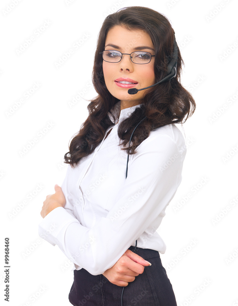 Portrait of beautiful business woman with headset Portrait of beautiful business woman with headset