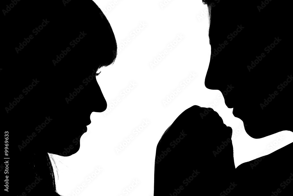 Couple theme. Silhouettes of man and woman.