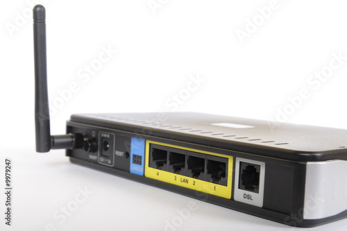 Fotografie ADSL modem with WiFi isolated on white background