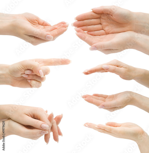 Hand gestures set, isolated, with clipping path