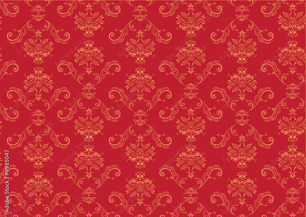 red elegant Victorian retro motif wallpaper Pattern red elegant Victorian retro motif wallpaper Pattern