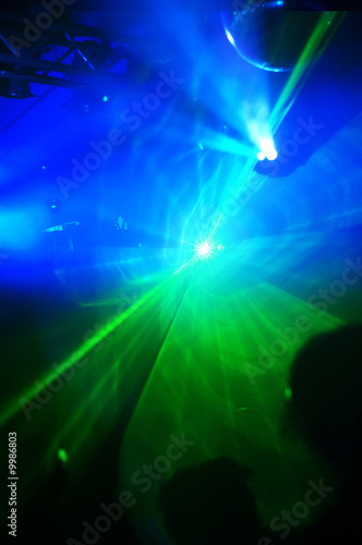 Laser lights in a disco