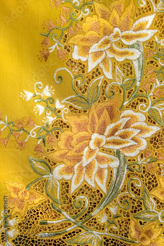Yellow Kebaya Cloth With intricate Flowers