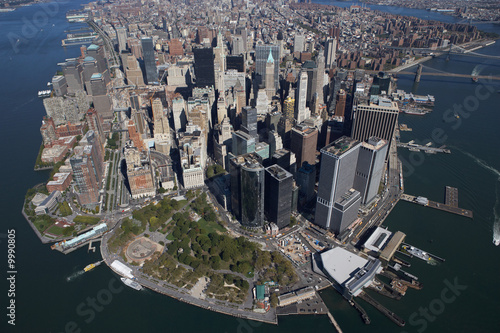 aerial view of lower manhattan at beautiful weather