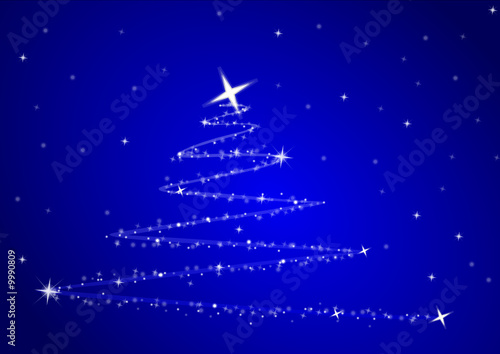 blue merry christmas background, tree