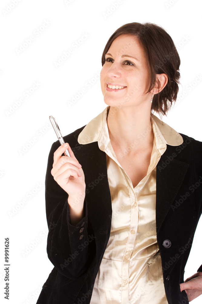 Young Caucasian business woman has an idea Young Caucasian business woman has an idea