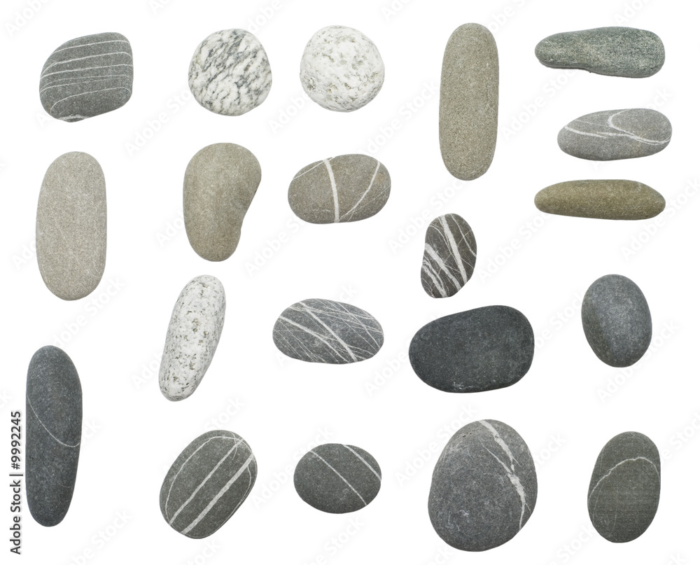 Naklejka premium pebbles stones on white background