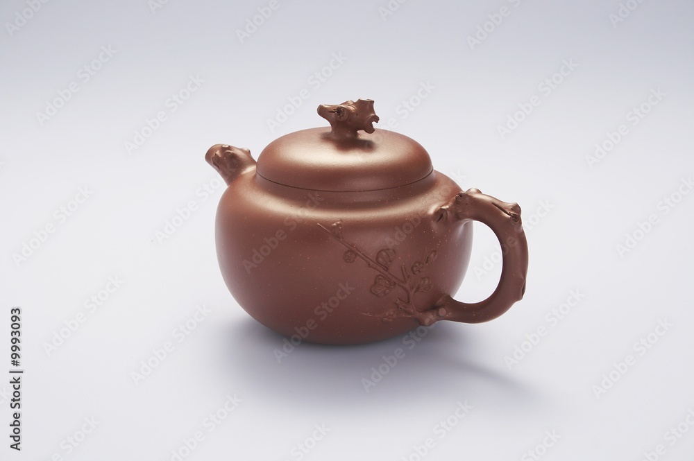 Chinese teapot on the white background Chinese teapot on the white background