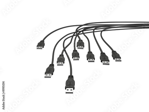 An isolated usb male connectors on white background