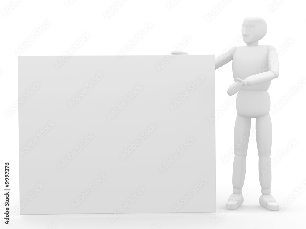 3d puppet with empty frame in hands 3d puppet with empty frame in hands