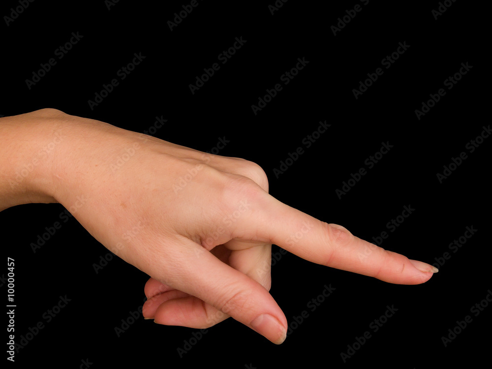 Hand female on a black background