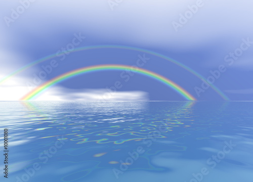 3d Rainbow over a Blue Ocean Landscape © Bob Davies