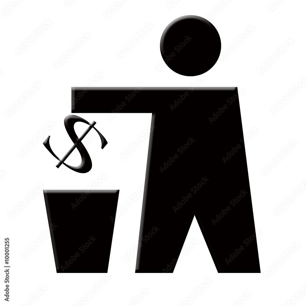illustration of the dollar puted to the garbage illustration of the dollar puted to the garbage
