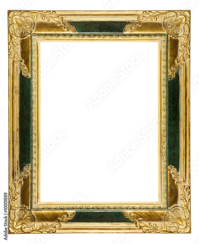 antique gold picture frame isolated on white with clipping path