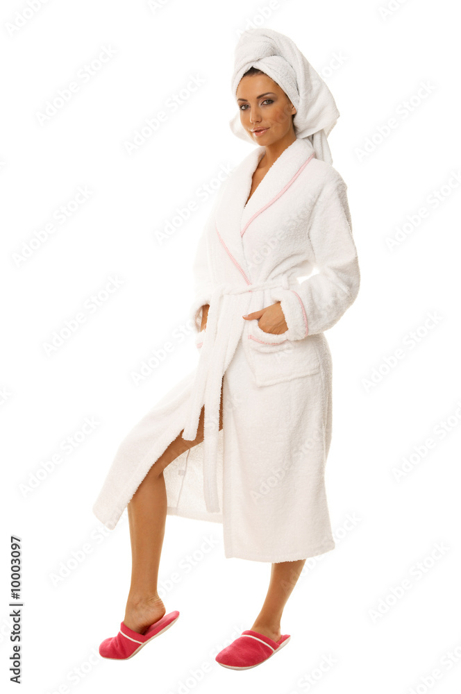 Portrait of 20-25 years old beautiful woman wearing towel Portrait of 20-25 years old beautiful woman wearing towel