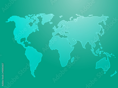 Map of the world illustration  simple outline on gradient color