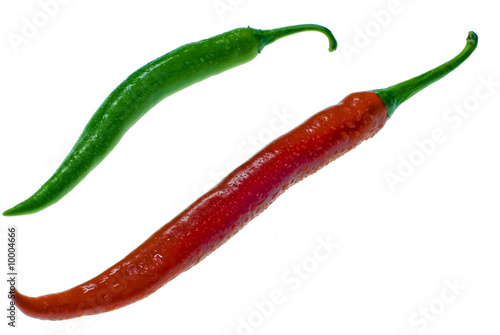 a shot of tow isolated chilis