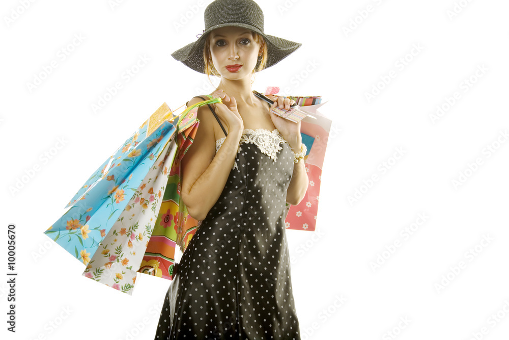 Pretty woman with shopping bags
