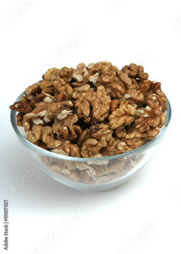 Walnuts on a white background