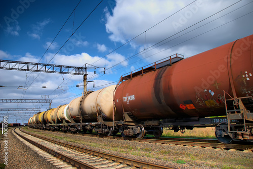 The train transports tanks with oil and fuel