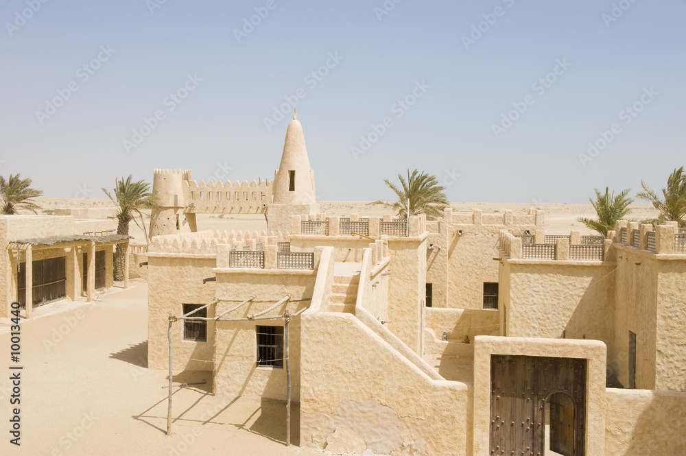 Reconstruction of a historical Arabic town in the desert.
