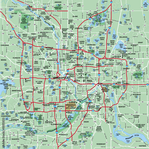 Minneapolis, MN Metropolitan Area Map photo