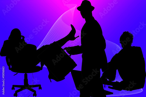 Business people over abstract background. Silhouettes.