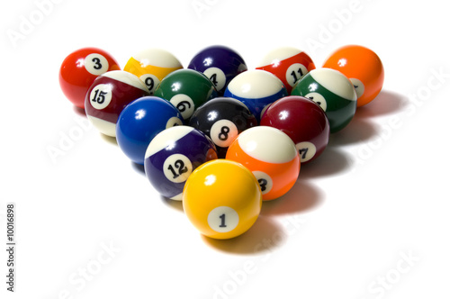 Obraz na płótnie A group of colorful pool balls on a white background