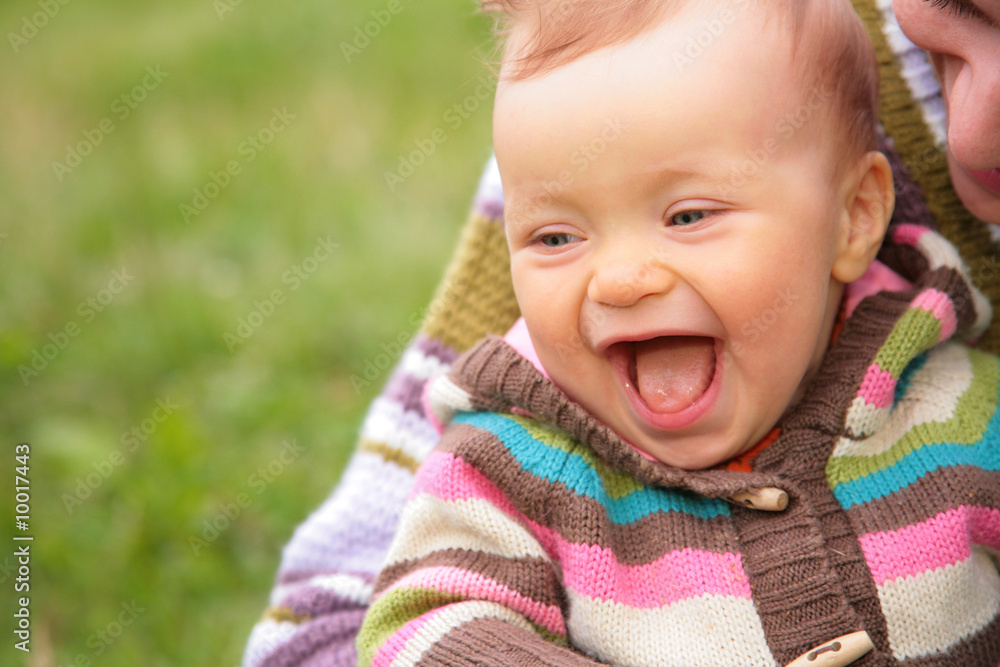 Closeup portrait of baby on nature Closeup portrait of baby on nature