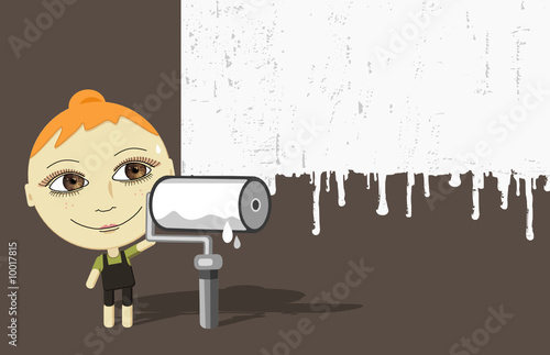 big eyes girl & white paint