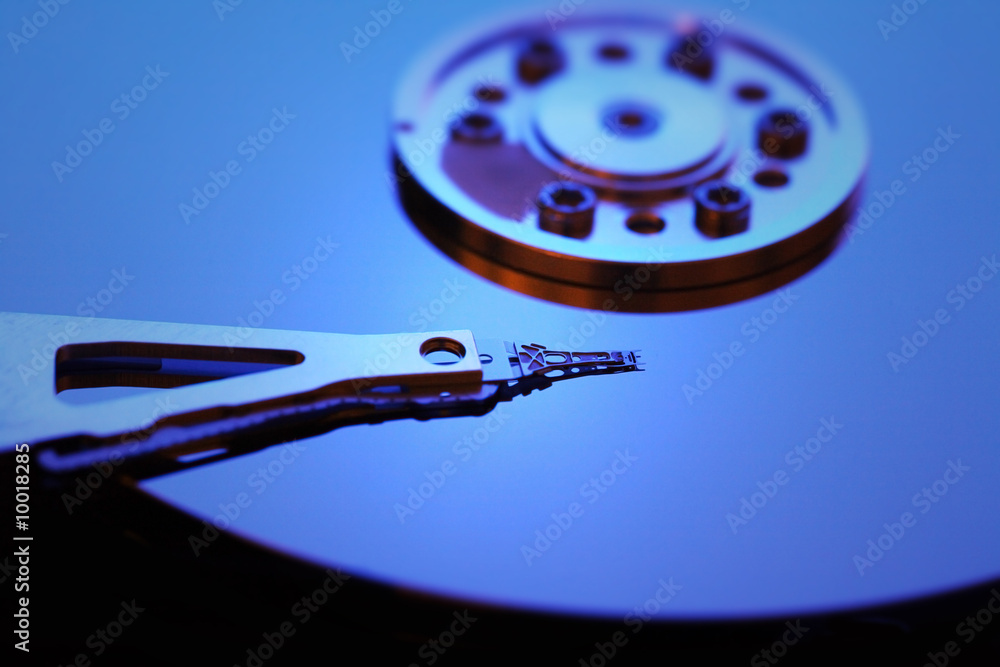 Hard disk detail with a blue light Hard disk detail with a blue light