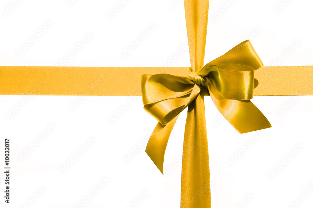 Big gold holiday bow on white background Big gold holiday bow on white background