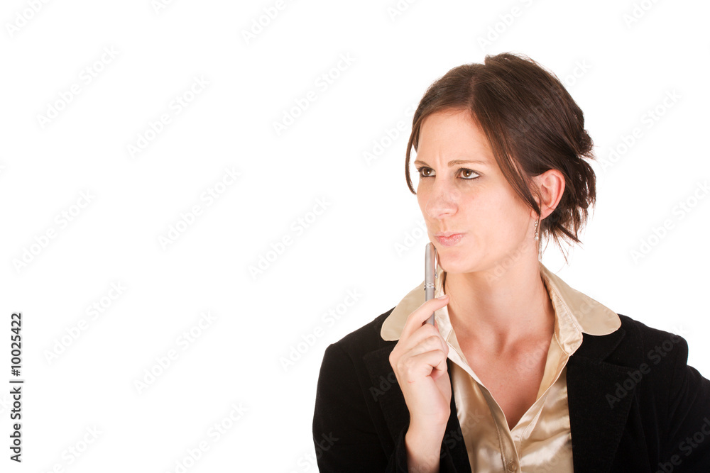 Young attractive Caucasian business woman in thought Young attractive Caucasian business woman in thought