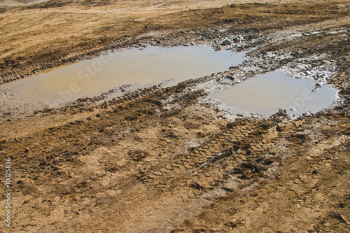 ground series: puddle with havy tires track