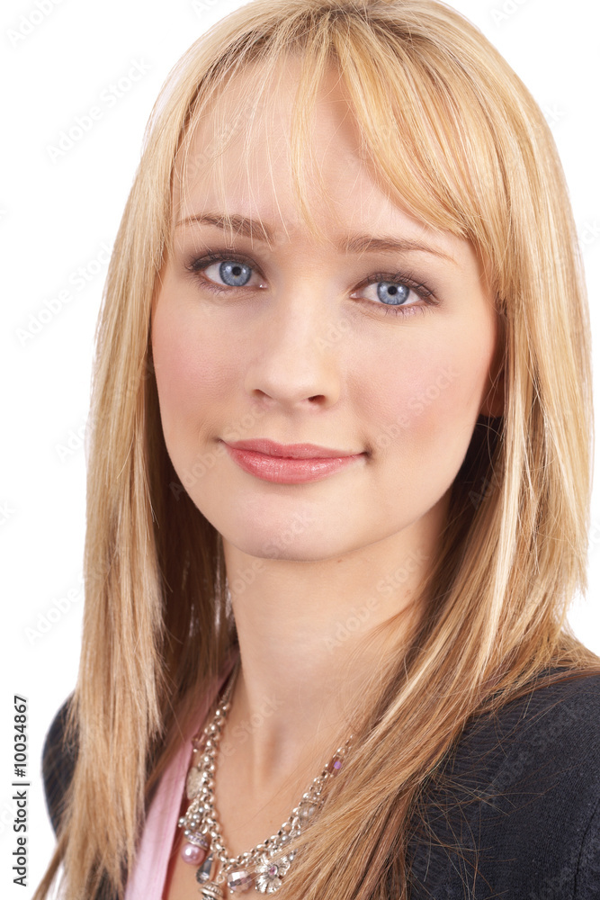 Portrait of a beautiful blonde woman with light blue eyes Portrait of a beautiful blonde woman with light blue eyes
