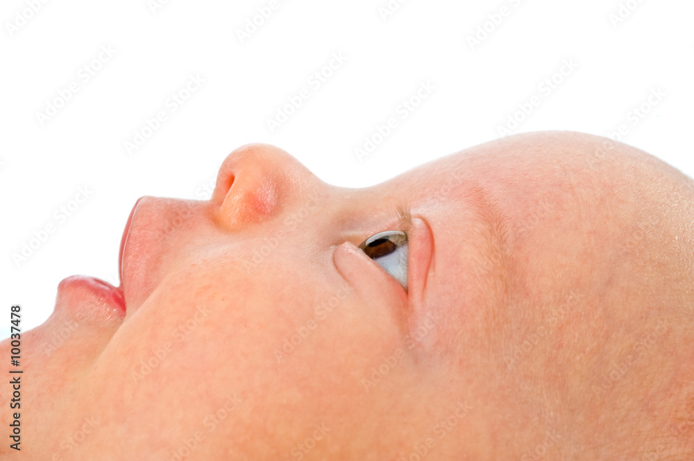 close up on 3 month old baby face close up on 3 month old baby face