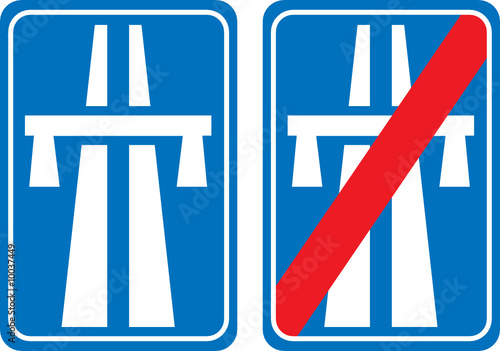 panneau entrée et sortie d'autoroute