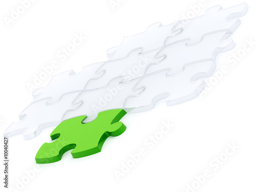 green and many transparent components of a puzzle