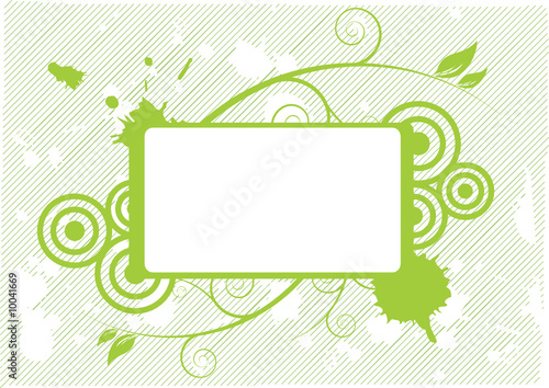 green abstract blank floral design, grunge elements