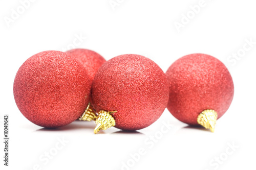 christmas decoration - red balls isolated on white