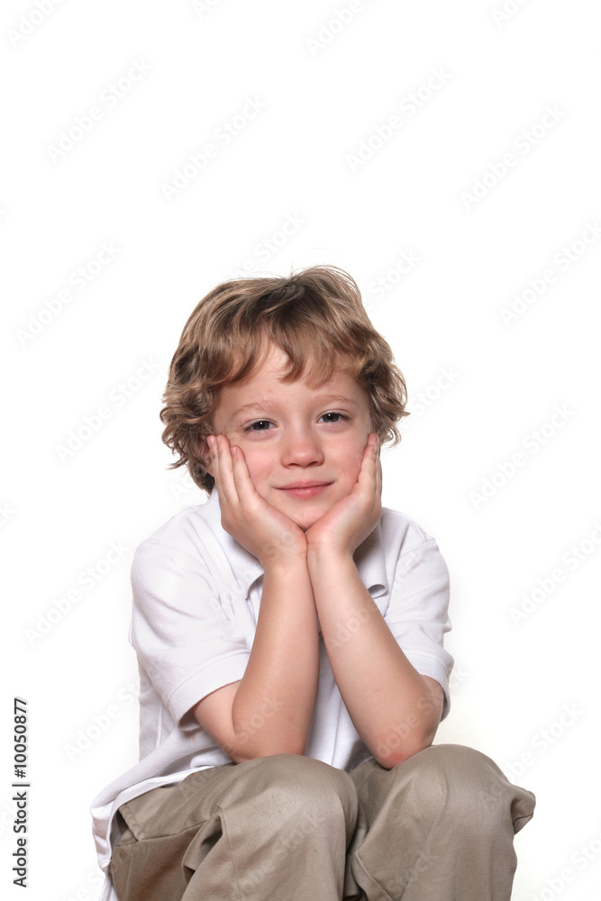 Four year old boy on white Four year old boy on white
