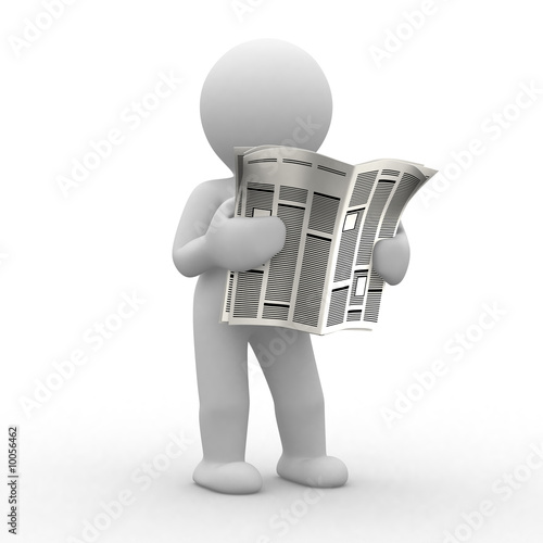3d human read his news paper