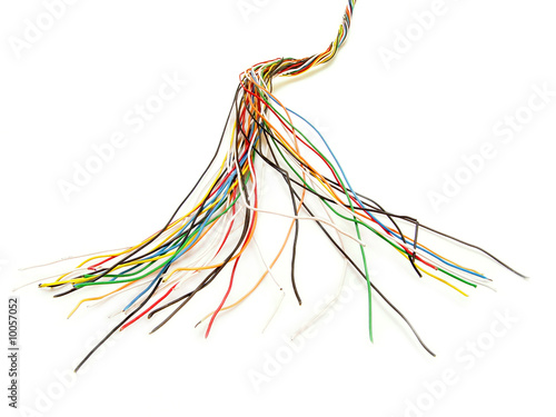 Colorful electric wires cut abruptly.